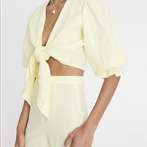 Faithfull The Brand Linen Jacinta tie front Top